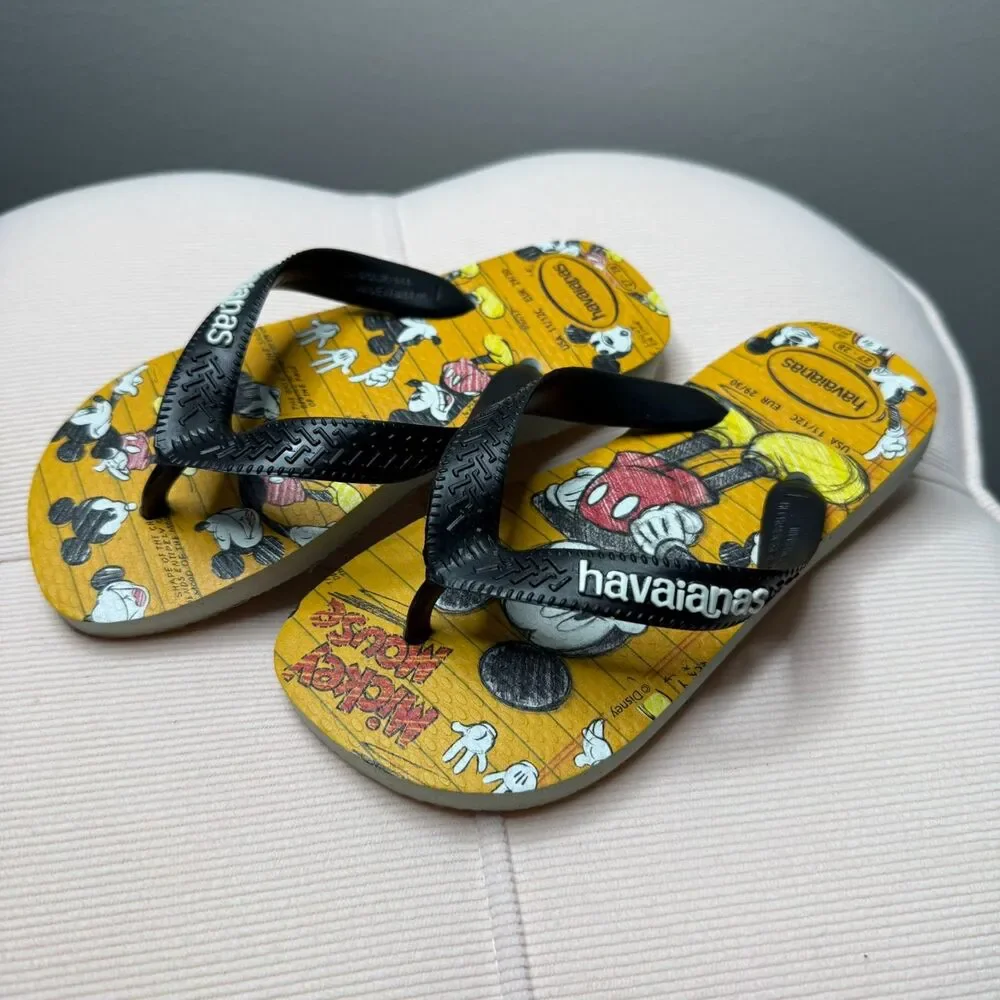 Havaianas Disney Mickey Mouse‎ Flip Flops Unisex Kids 11/12 (27/28) Yellow Black